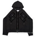 Heavyweight Custom Logo Button Multi Pocket Hoodie